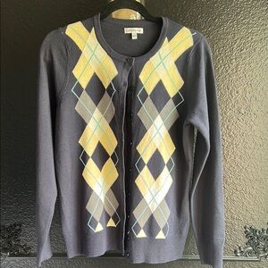 Croft & Barrow Yellow and Blue Cardigan Sweater